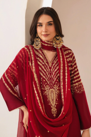 Red Miracle Embroidered 3 PC