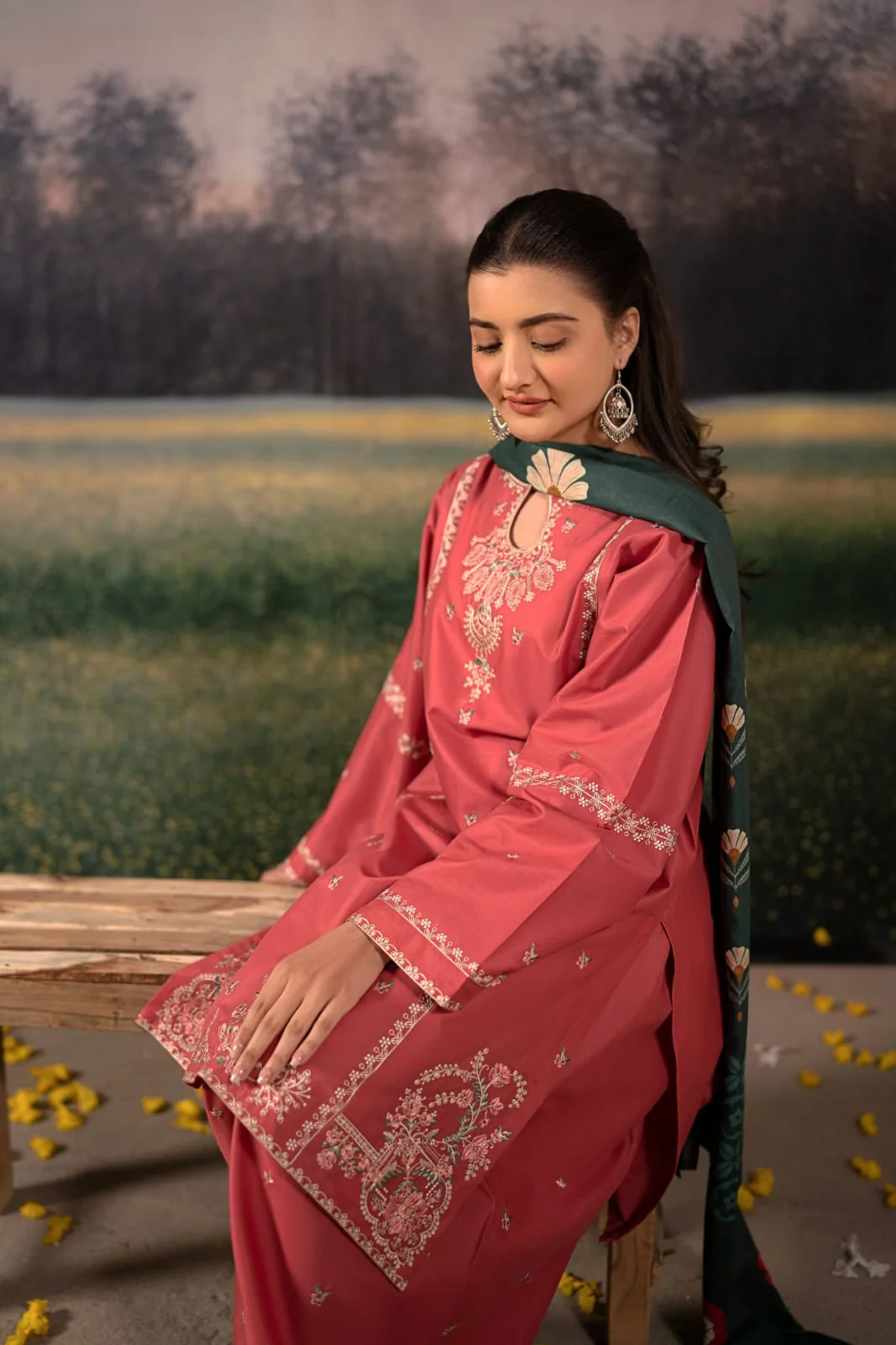 Melon Embroidered 2 PC